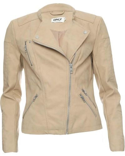 ONLY Ava Faux Leather Jacket - Natural