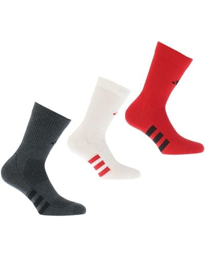 adidas 3 Pack Crew Socks - Red