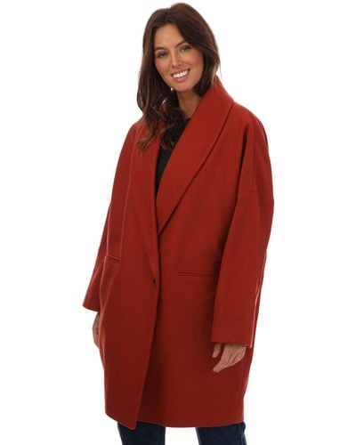 French Connection Ricio Platform Wool Cocoon Coat - Red