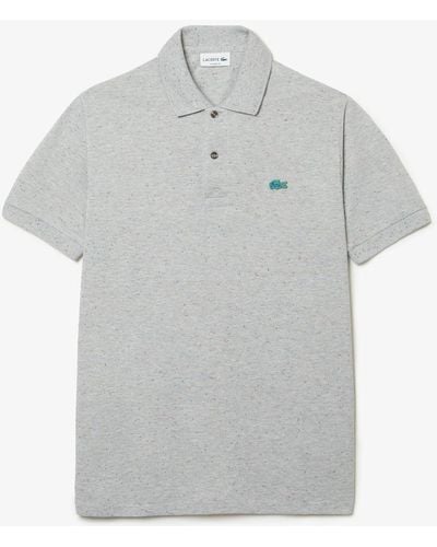 Lacoste Classic Fit Speckled Print Cotton Pique Polo Shirt - Grey