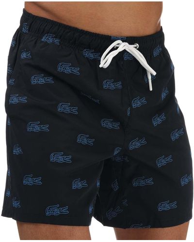Lacoste Embroidered Croc Swim Trunks - Blue