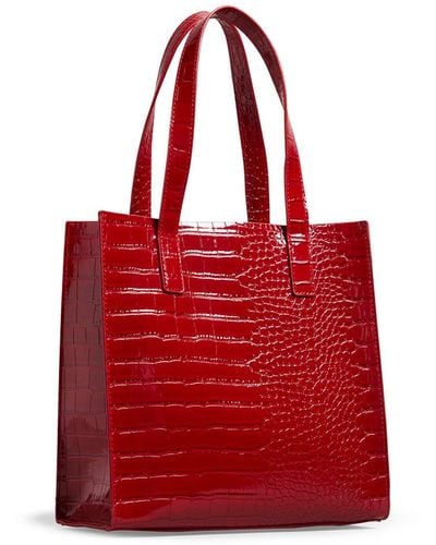 Ted Baker Reptcon Croc Detail Small Icon Bag - Red
