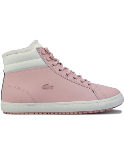 Lacoste Straightset Thermo Leather Trainers - Pink