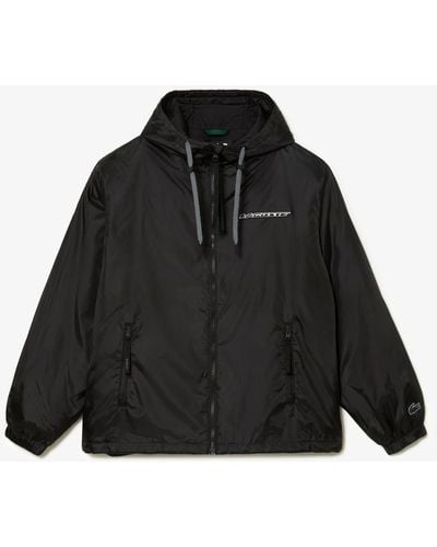 Lacoste Cropped Quilted Hooded Jacket - Black