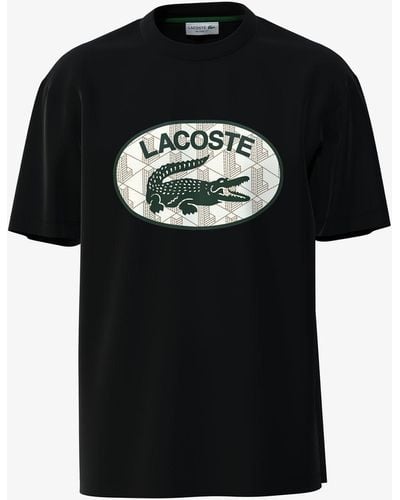 Lacoste Regular Fit Branded Monogram Print T-shirt - Black