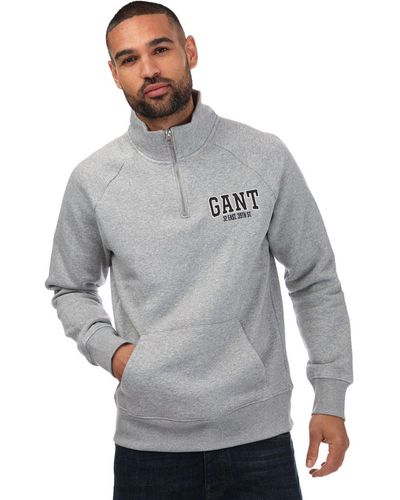 GANT Arch Graphic Half Zip Sweatshirt - Grey