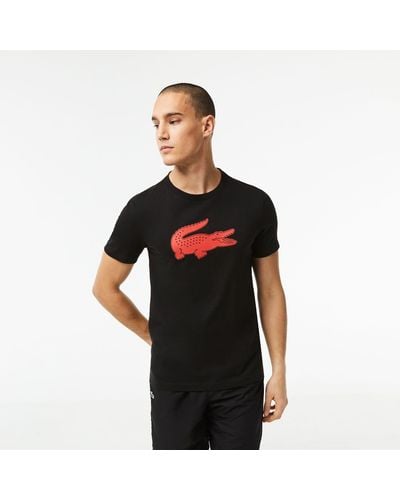 Lacoste Sport 3d Print Crocodile Jersey T-shirt - Black