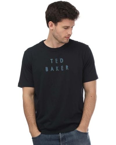 Ted Baker Lough Embroidered Branded T- Shirt - Black