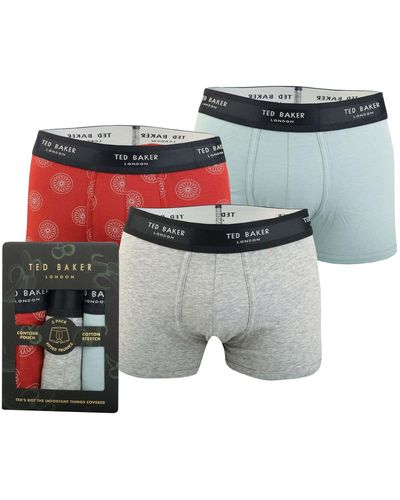 Ted Baker Three Pack Cotton Fashion Trunk - Grey