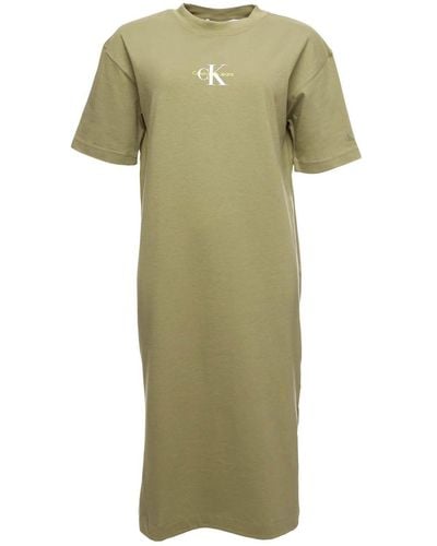 Calvin Klein Monogram Logo T-shirt Dress - Green