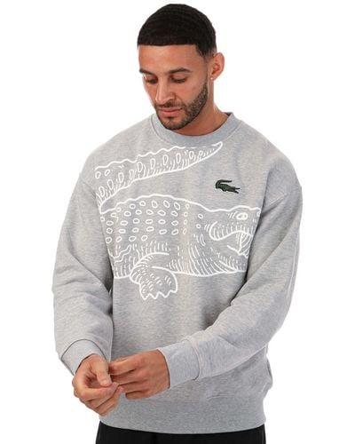 Lacoste Large Croc Print Sweatshirt - Grey