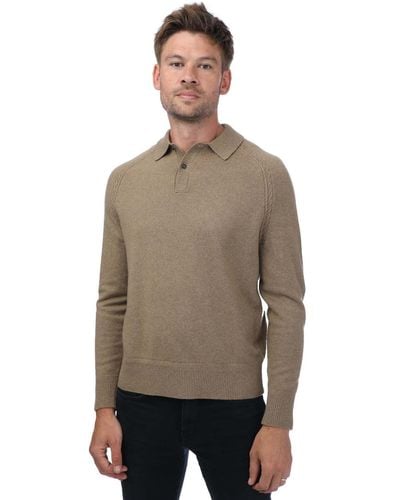 Ted Baker Karolt Cashmere Cable Textured Polo - Brown