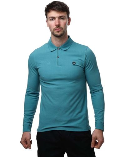 Timberland Millers River Ls Slim Polo Shirt - Blue