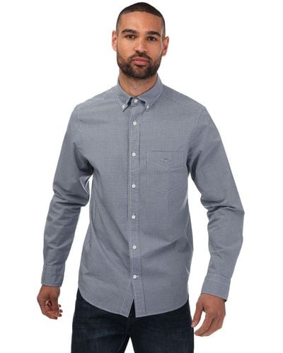 GANT Regular Fit Micro Checked Poplin Shirt - Blue