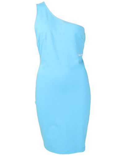 Calvin Klein One Shoulder Dress - Blue
