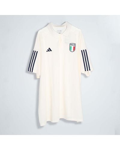 adidas Italy Tiro 23 Cotton Polo Shirt - Natural