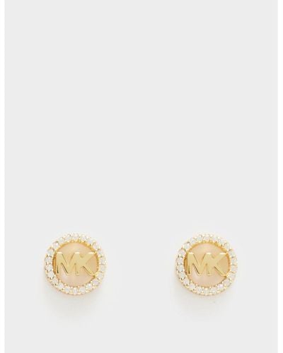 Michael Kors Diamante Logo Stud Earrings - Metallic