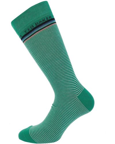 Ted Baker Finestr Fine Striped Sock - Green