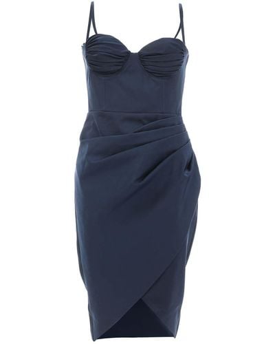 Lavish Alice Strap Ruched Midi Dress - Blue