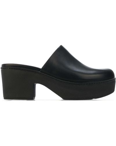 Fitflop Pilar Leather Mule Platform Shoes - Black