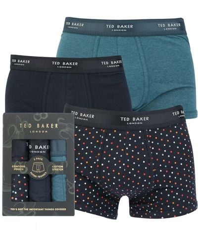Ted Baker Three Pack Cotton Fashion Trunk - Blue