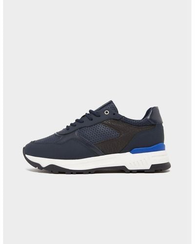 Unlike Humans Trail Leather Mesh Trainers - Blue