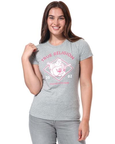 True Religion Crystal Buddha Crew Neck T-shirt - Grey
