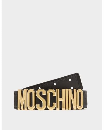 Moschino All Over Logo Print With Plaque Belt - Metallic