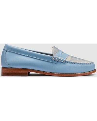 G.H. Bass & Co. Whitney Plaid Weejuns Loafer Shoes - Blue