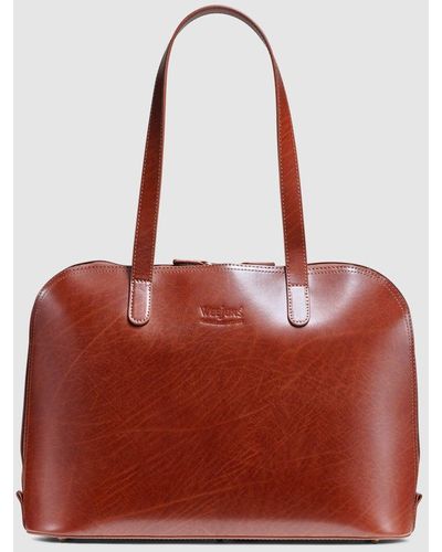 G.H. Bass & Co. Madison Dome Tote- Cognac - Red