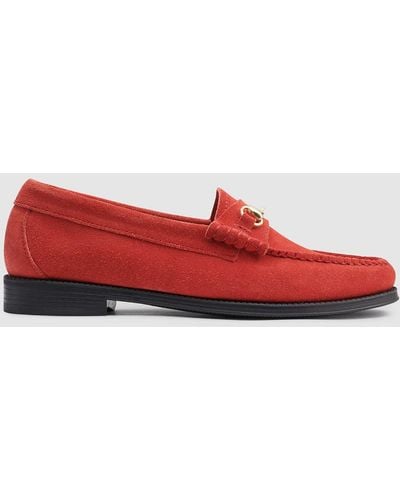 G.H. Bass & Co. Lianna Bit Suede Easy Weejuns Loafer Shoes - Red