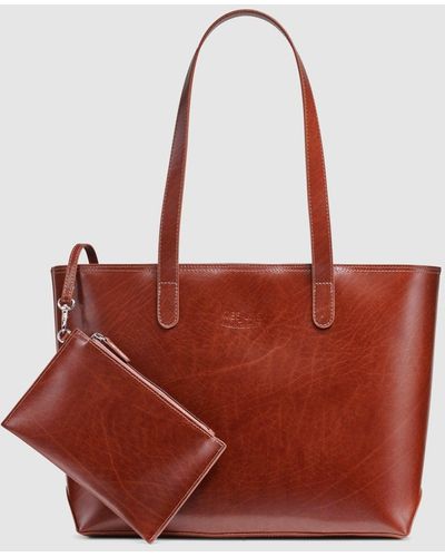 G.H. Bass & Co. Madison Zip Shopper Tote- Burgundy - Red