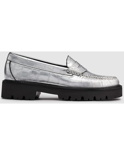 G.H. Bass & Co. Whitney Metallic Croc Super Lug Weejuns Loafer Shoes - Black