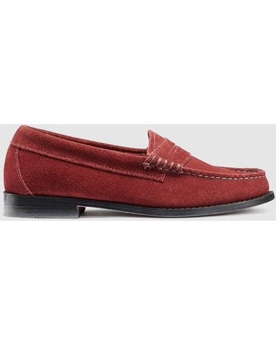 G.H. Bass & Co. Whitney Hairy Suede Weejuns Loafer Shoes - Red