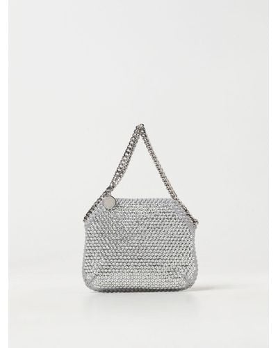 Stella McCartney Mini Falabella Bag In Satin With All-over Sequins - White