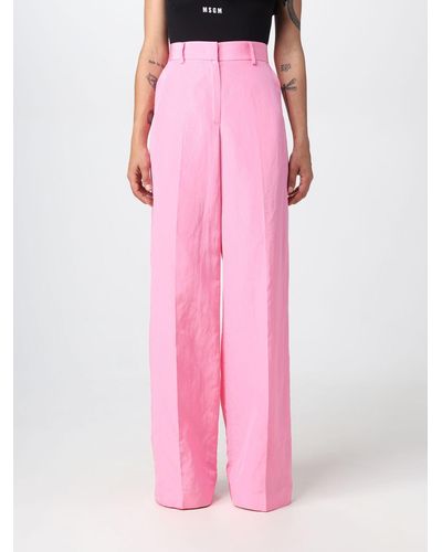 MSGM Pants In Viscose Blend - Pink