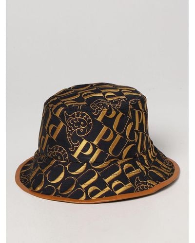 Emilio Pucci Hat With All Over Embroidered Logo - Black