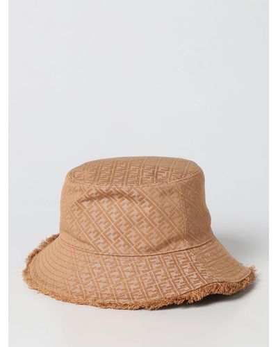 Fendi Cotton Blend Hat With Jacquard Monogram - Natural