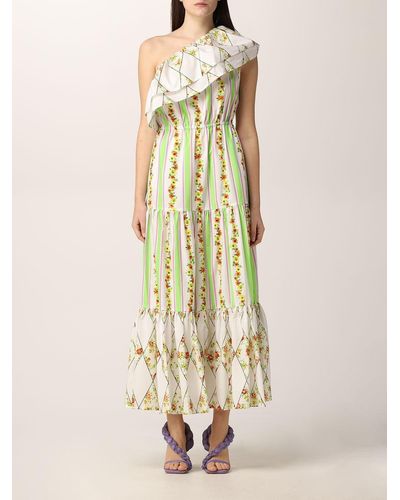 MSGM Long Dress In Cotton With Print - Multicolour