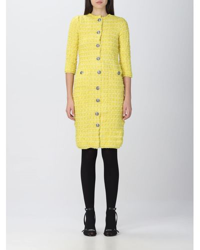 Balenciaga Wool Tweed Knit Dress - Yellow