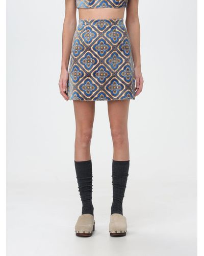 Etro Velvet Skirt With Jacquard - Blue