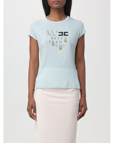 Elisabetta Franchi T-shirt in cotone con logo - Blu