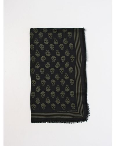 Alexander McQueen Scarf In Fabric With Skull Print - Black