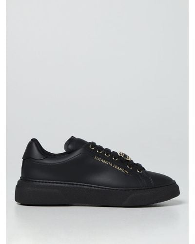 Elisabetta Franchi Trainers In Leather - Black