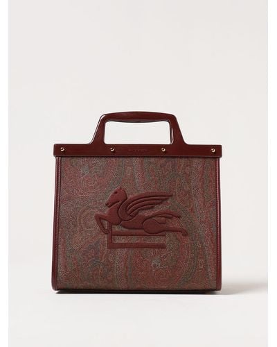 Etro Love Trotter Bag In Coated Cotton With Jacquard Paisley - Brown