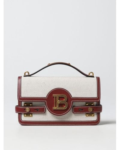 Balmain B-buzz Bag In Canvas And Leather - Brown
