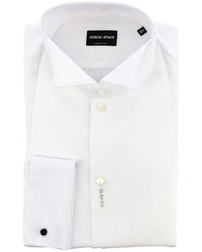 Giorgio Armani Camisa de esmoquin con cuello diplomático y puños dobles - Blanco