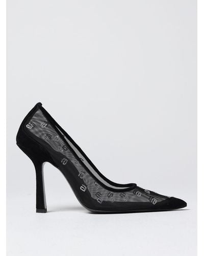 Alexander Wang Delphine Court Shoes In Nylon With Rhinestones - Black