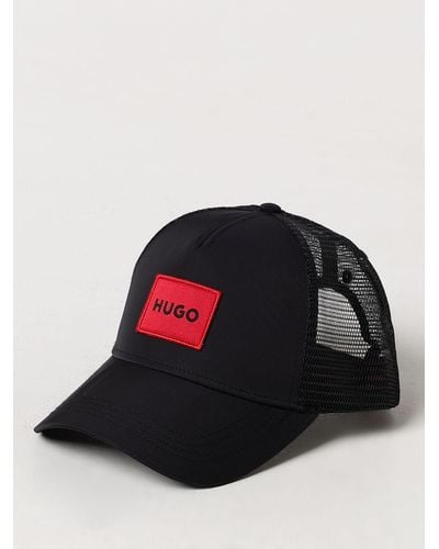 HUGO Cappello in cotone e nylon a rete con logo - Nero