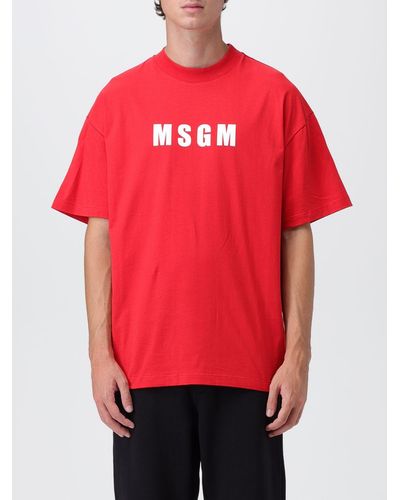 MSGM Cotton T-shirt With Logo - Red